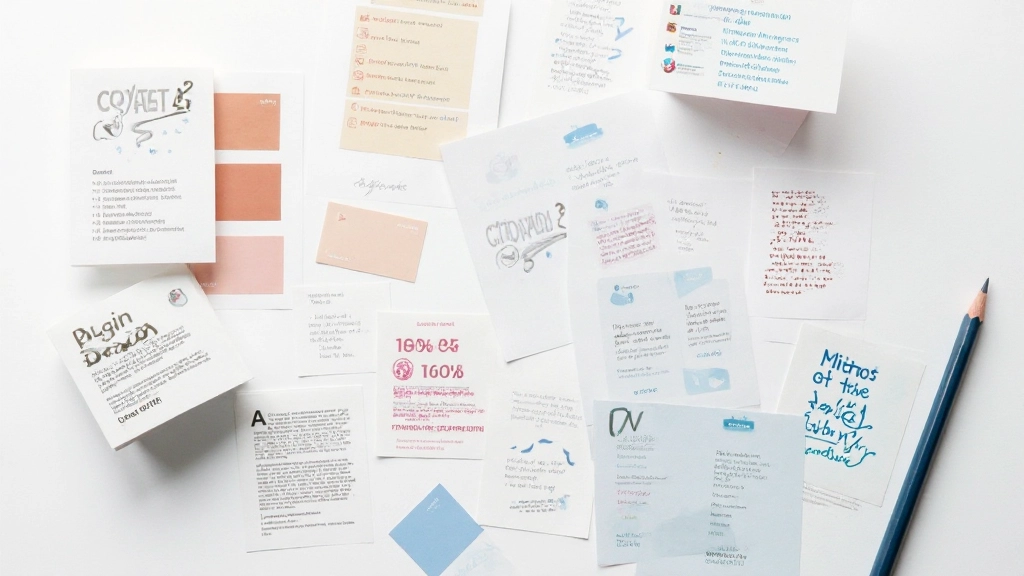 Close-up von Farbtönen und Typografie-Muster auf einem Designtisch mit Farbmustern