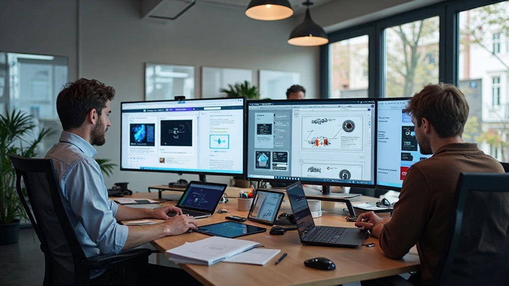Designstudio mit Designern die an digitalen Interfaces arbeiten